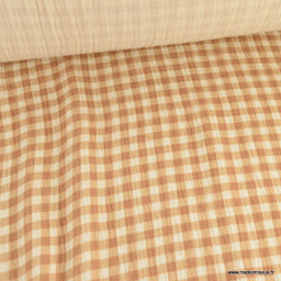 Double gaze vichy caramel-exclusivité made in tissus