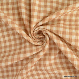 Double gaze vichy caramel-exclusivité made in tissus