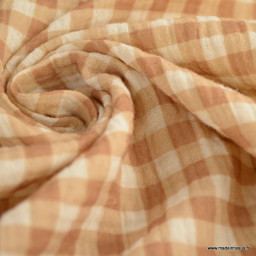 Double gaze vichy caramel-exclusivité made in tissus