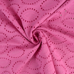 Tissu broderie anglaise coton Rose Fuchsia - Marceline