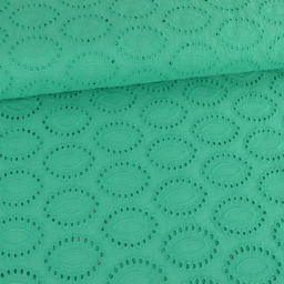 Tissu broderie anglaise coton Vert Emeraude - Marceline