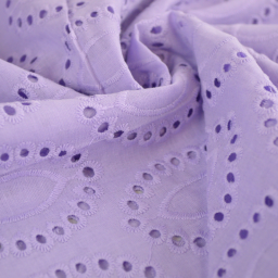 Tissu broderie anglaise coton Lilas - Marceline