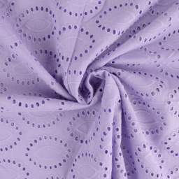 Tissu broderie anglaise coton Lilas - Marceline