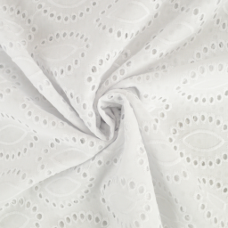 Tissu broderie anglaise coton Blanc - Marceline