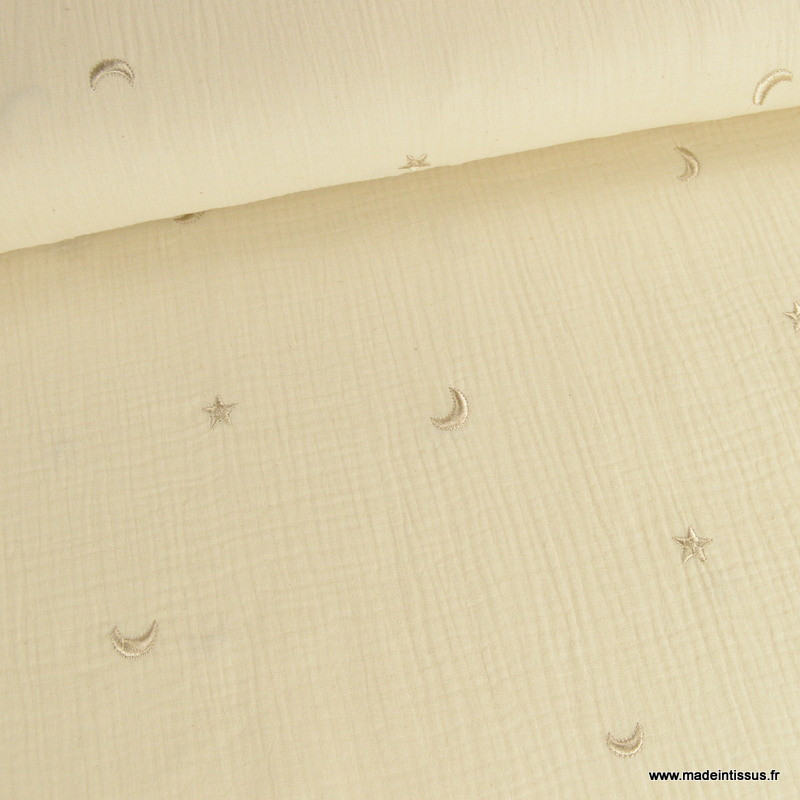 Tissu Organza écru Motifs étoiles Et Flocons De Neige - 1m X 1.40m - Décoration De Noël Et Fêtes (neuf)