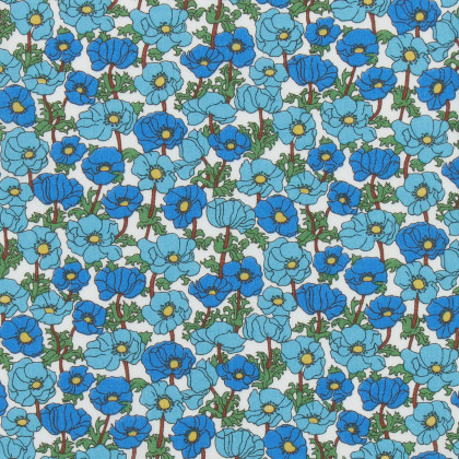Tissu Liberty Charmian fleurs fond bleu - oeko tex