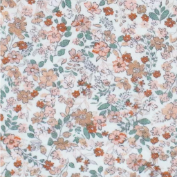 Double gaze motifs fleurs Cacao et vert
