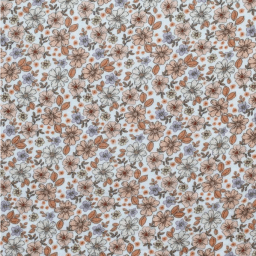 Double gaze motif fleurs d'été Lilas et beige