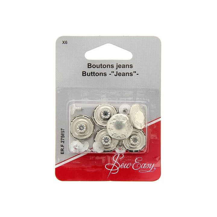 Bouton automatique pour pantalons argentés 17mm