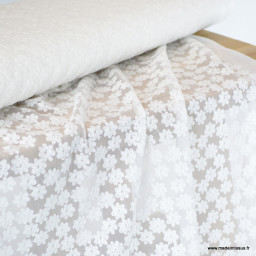 Tulle brodé Izia - Blanc
