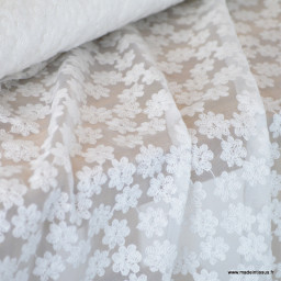 Tulle brodé Izia - Blanc