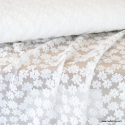 Tulle brodé Izia - Blanc