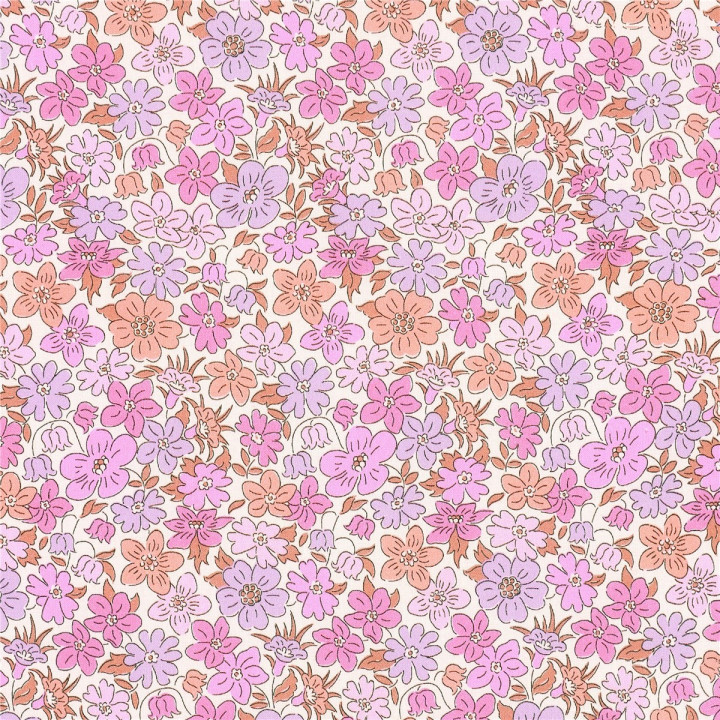 Tissu Liberty Organic Betty Bea fleurs Lilas - oeko tex