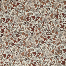 Tissu jersey motif fleurs vintage cacao