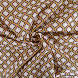 Popeline de coton motif géométrique losange vert et lilas - OEKO TEX