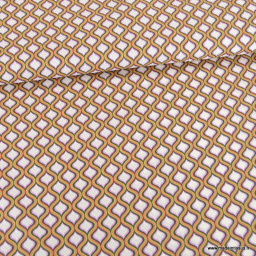 Popeline de coton motif géométrique losange vert et lilas - oeko tex