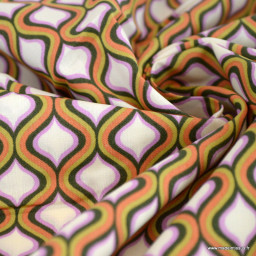 Popeline de coton motif géométrique losange vert et lilas - OEKO TEX