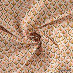 Tissu coton Kolius motif écailles coloris Sorbet et blanc - OEKO TEX