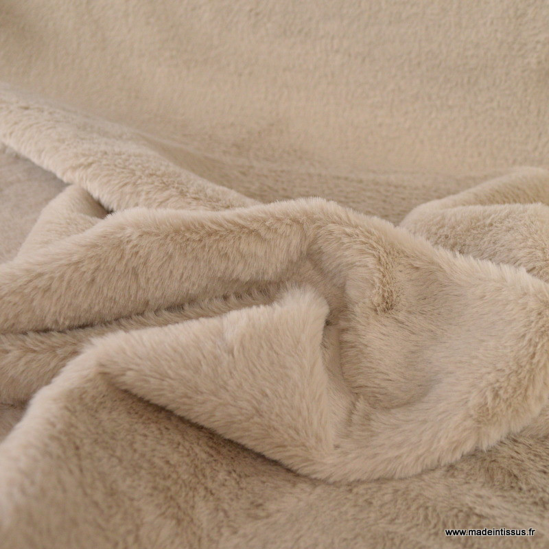 Tissu Fausse Fourrure Marron Collé Avec Simili Cuir ~ 1 Yard - Neuf, Largeur 46-60 Pouces, Fabrication Française