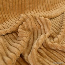 Tissu minky Rayures côtelé coloris Camel - oeko tex