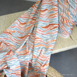 Tissu viscose Stretch motif zebré skin fond écru