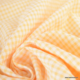 Tissu seersucker Vichy petits carreaux jaune et blanc - OEKO TEX