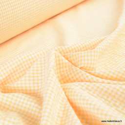 Tissu seersucker Vichy petits carreaux jaune et blanc - OEKO TEX