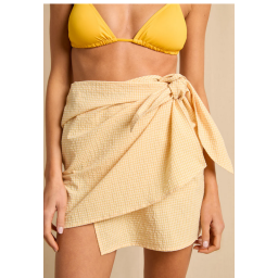 Tissu seersucker Vichy petits carreaux jaune et blanc - OEKO TEX