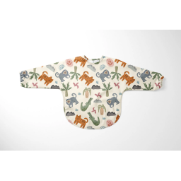 Tissu imperméable type ciré motif animaux de la Savane fond blanc cassé