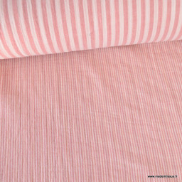 Tissu Double gaze réversible à rayures Skin et Paprika - OEKO TEX