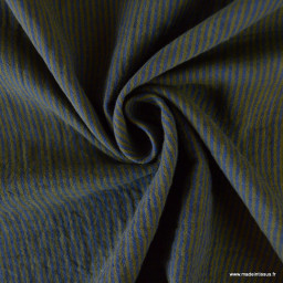 Tissu Double gaze réversible à rayures Bronze et Cobalt - OEKO TEX