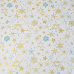 Tissu de Noël Edmé motif étoiles Or fond Blanc cassé - OEKO TEX