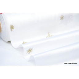 Tissu flocons OR nappes de noel x50cm