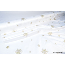 Tissu flocons OR nappes de noel x50cm