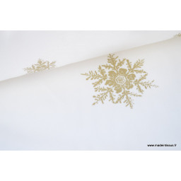 Tissu flocons OR nappes de noel x50cm