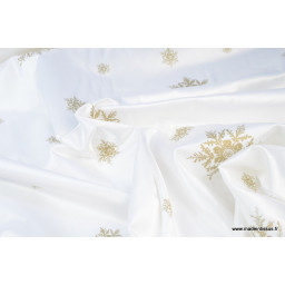 Tissu flocons OR nappes de noel x50cm