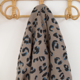 Double gaze Fauve motif léopard Taupe - OEKO TEX