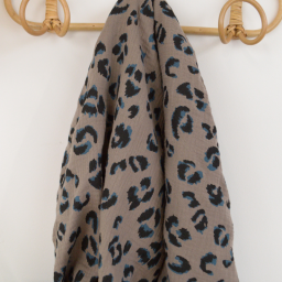 Double gaze Fauve motif léopard Taupe - OEKO TEX