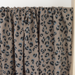 Double gaze Fauve motif léopard Taupe - OEKO TEX