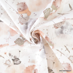 Tissu Coton Emilune motif oursons et pandas - OEKO TEX
