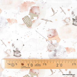 Tissu Coton Emilune motif oursons et pandas - OEKO TEX