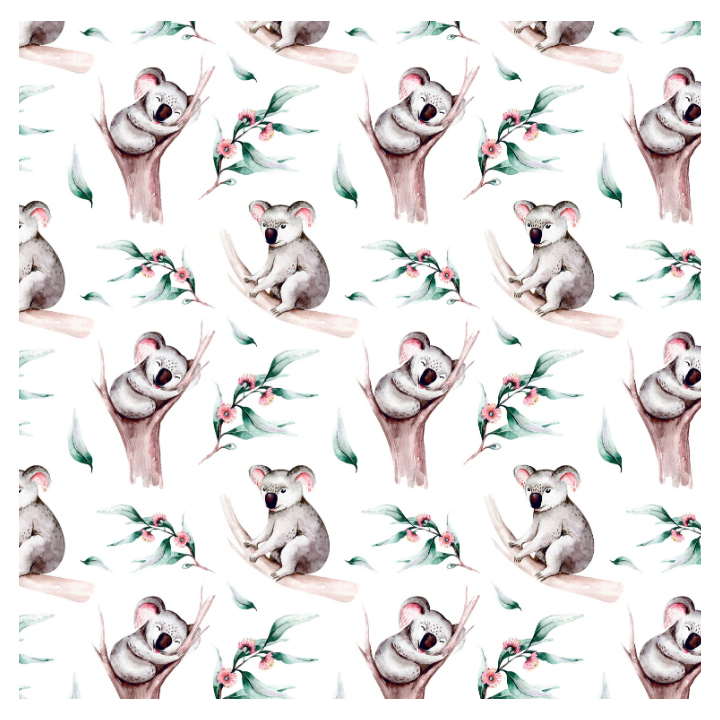 Tissu coton Koalas - Motif koalas et feuillages exotique