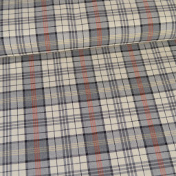 Tissu Tartan Gris et écru