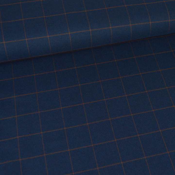 Tissu à carreaux Bleu marine et camel