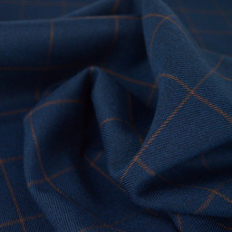 Tissu à carreaux Bleu marine et camel