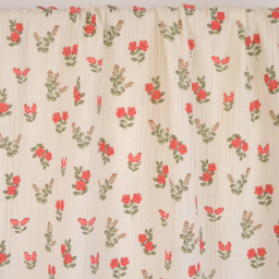 Double gaze Fergie motif fleurs fond écru - OEKO TEX