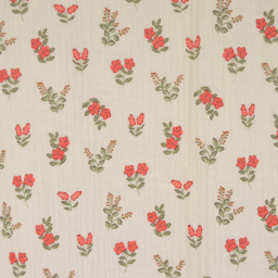 Double gaze Fergie motif fleurs fond écru - OEKO TEX