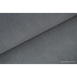 Tissu velours côtelé coton gris x50cm