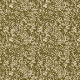 Tissu coton Enduit Sadya motif fleurs Indiennes vert et écru