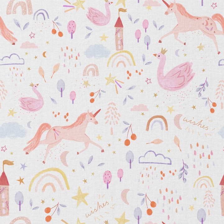 Tissu coton Anamika motif animaux de la foret fond blanc - oeko tex